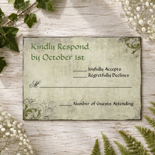 Elegant Rustic Garden Vintage Wedding RSVP Card