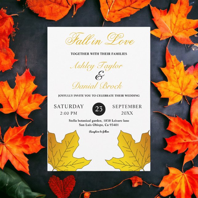 Elegant Rustic Gold Leaves Fall Floral Wedding Invitation (Creator Uploaded)