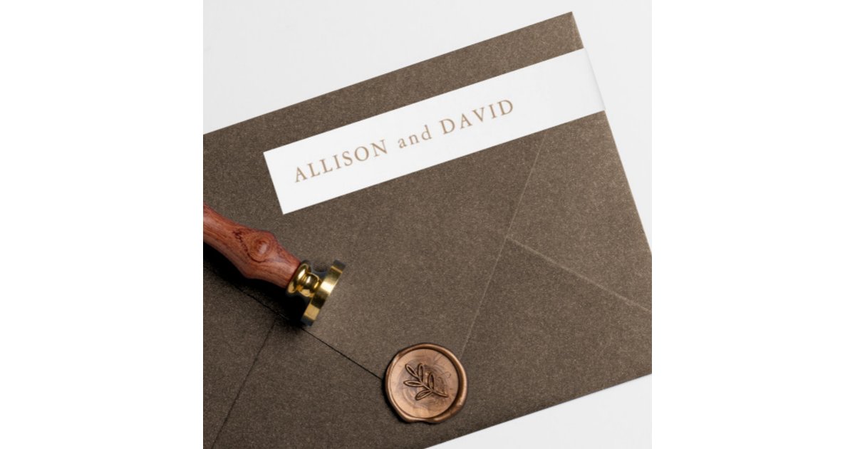 Elegant Rustic Gold Wedding Return Address Wrap Around Label | Zazzle