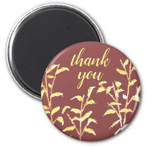 Elegant Rustic Golden Yellow Botanical Thank You Magnet