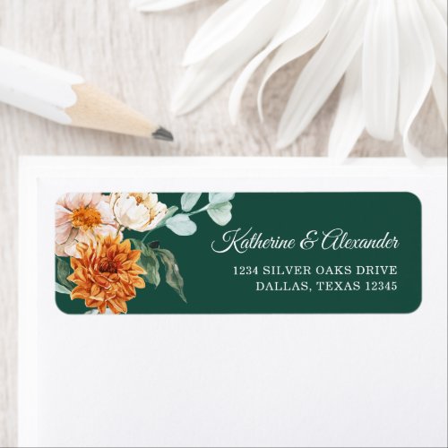 Elegant Rustic Green Floral Wedding Return Address Label