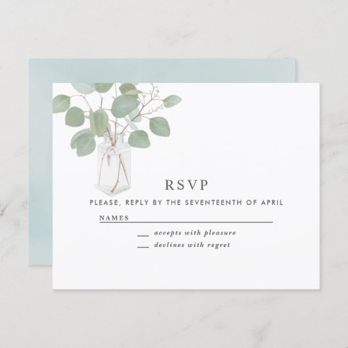 Elegant Rustic Greenery Eucalyptus RSVP Card