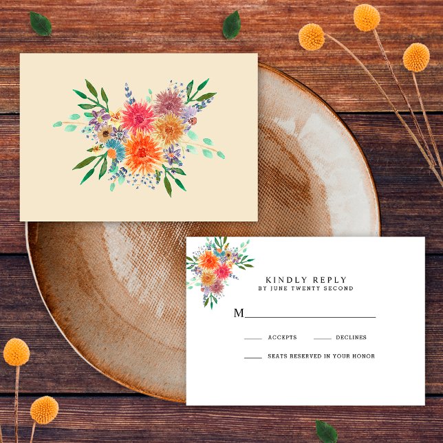 Elegant Rustic Greenery Floral Botanical RSVP Card (Creator Uploaded)