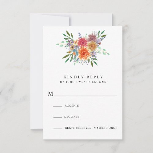 Elegant Rustic Greenery Floral Themed RSVP Card