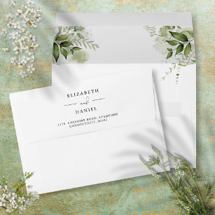 Elegant Rustic Greenery Floral Wedding Envelope