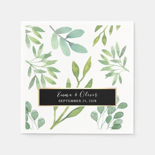 Elegant Rustic Greenery Wedding Napkins