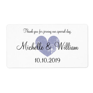Elegant rustic heart wedding water bottle labels