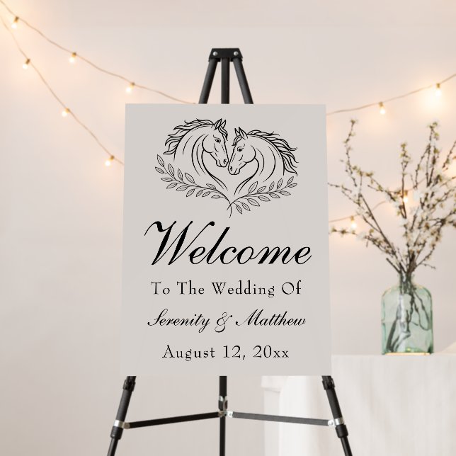 Elegant Rustic Horse Western Wedding Welcome Foam Board (In Situ (Stand))