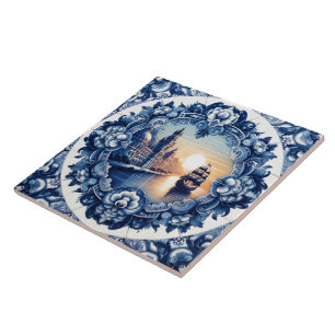 Elegant Rustic Indigo Blue Azulejo Tile Design