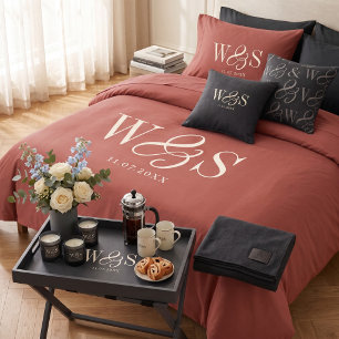 Elegant rustic initial wedding Duvet Cover