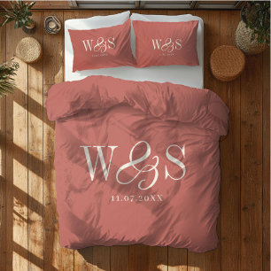 Elegant rustic initial wedding Duvet Cover