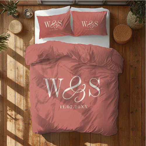 Elegant rustic initial wedding Duvet Cover