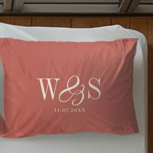 Elegant rustic initial wedding  pillow case