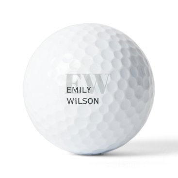 Elegant Rustic Ivory Dusky Grey Green Monogram Golf Balls