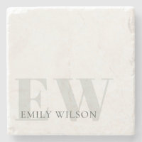 Elegant Rustic Ivory Dusky Grey Green Monogram