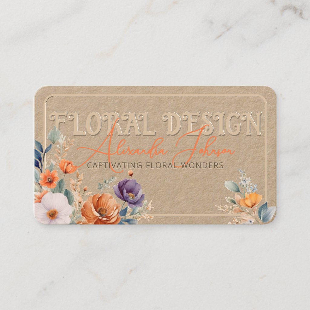 Elegant Rustic Kraft Boho Floral Design Embossed 