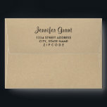 Elegant Rustic Kraft Brown and Black Wedding Envelope<br><div class="desc">Custom A7 wedding invitation mailing envelopes feature an elegant and simple black return address that you can personalize with a rustic kraft brown paper textured background that is printed on the envelopes.</div>