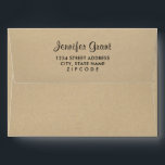 Elegant Rustic Kraft Brown and Black Wedding Envelope<br><div class="desc">Custom A7 wedding invitation mailing envelopes feature an elegant and simple black return address that you can personalize with a rustic kraft brown paper textured background that is printed on the envelopes.</div>
