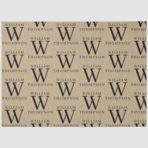 Elegant Rustic Kraft Monogrammed Name Tissue Paper