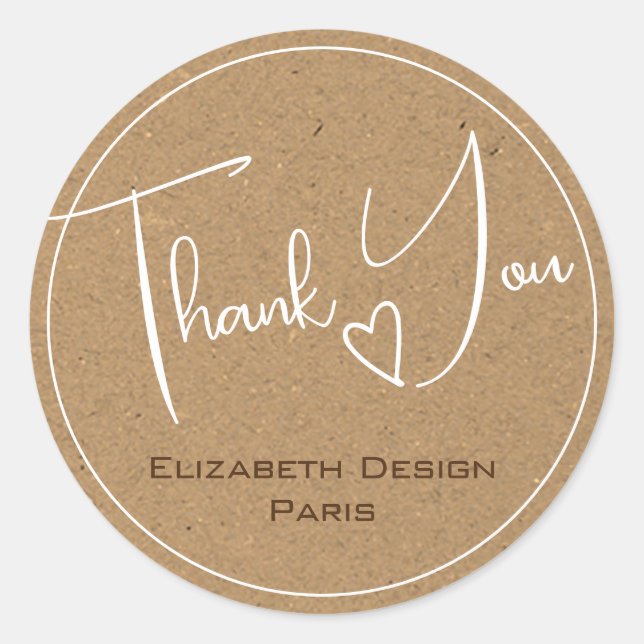 Elegant Rustic Kraft Paper Simple Thank You Labels (Front)