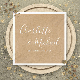 Elegant Rustic Kraft Signature Wedding Napkins