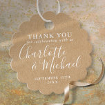 Elegant Rustic Kraft Signature Wedding Thank You Favor Tags<br><div class="desc">Featuring signature style names,  this elegant tag can be personalised with your special thank you information in chic white lettering on a rustic kraft background. Designed by Thisisnotme©</div>