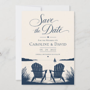 Elegant Rustic Lakeside Adirondack Chairs Wedding Save The Date