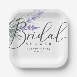 Elegant Rustic Lavender Bridal Shower Paper Plates