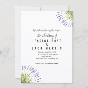 Elegant Rustic Lavender herb Greenery Wedding Invitation