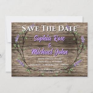 Elegant rustic lavender Wedding save the date Invitation