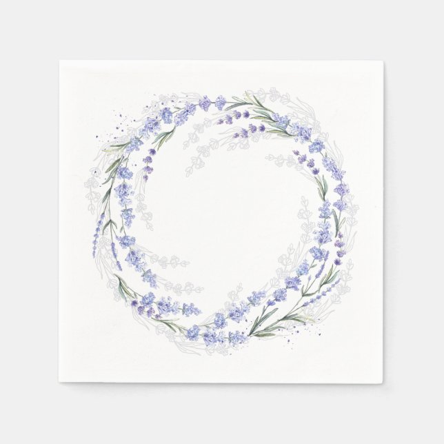 Elegant Rustic Lavender Wreath Paper Napkins (Front)