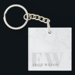 Elegant Rustic Marble Stone Ivory Grey Monogram Keychain<br><div class="desc">If you need any further customisation please feel free to message me on yellowfebstudio@gmail.com.</div>