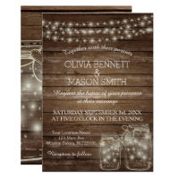 Elegant Rustic Mason Jar Lights Wedding Invitation