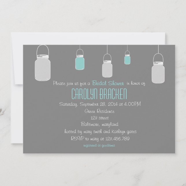 Elegant Rustic Mason Jars Bridal Shower Invite (Front)
