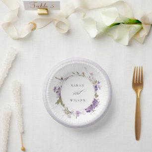 Elegant Rustic Meadow Lilac Floral Wreath Wedding Paper Bowls
