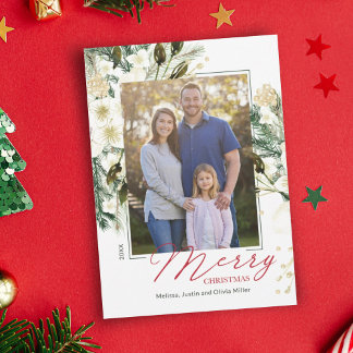 Elegant Rustic Merry Christmas Holiday Card