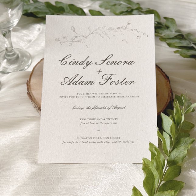 Elegant Rustic Minimalist Botanical Wedding Invitation (Creator Uploaded)