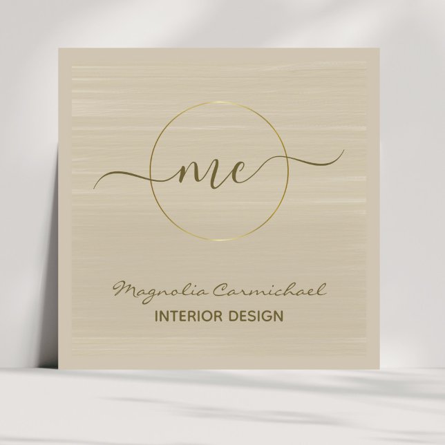 Elegant Rustic Minimalist Earth Tone Square Business Card (Creator Uploaded)