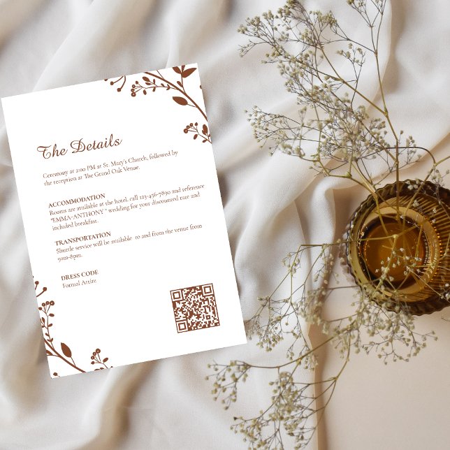 Elegant Rustic Minimalist Wedding Details Card (Creator Uploaded)