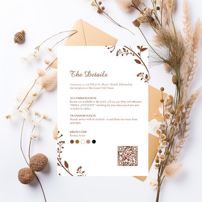 Elegant Rustic Minimalist Wedding Details Card (Creator Uploaded)