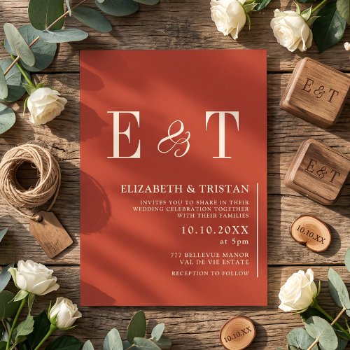 Elegant Rustic Minimalist Wedding Invitation