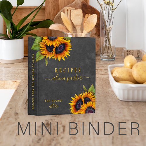 Elegant rustic modern floral gold kitchen recipes mini binder