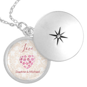 Elegant Rustic Modern Simple Chic Pink Heart Locket Necklace