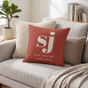 Elegant Rustic monogram initials Throw Pillow