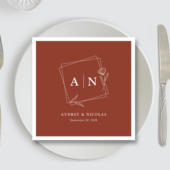 Elegant Rustic Monogram Terracotta Rust Wedding Napkins (Elegant Rustic Monogram Terracotta Rust Wedding Napkins)