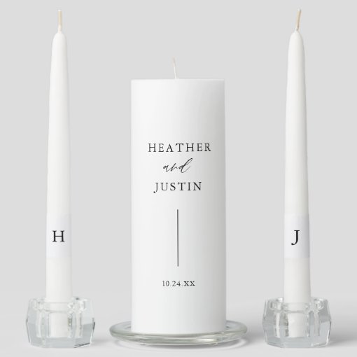 Elegant Rustic Monogram Wedding Unity Candle Set | Zazzle