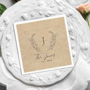 Elegant rustic monogrammed family name napkins