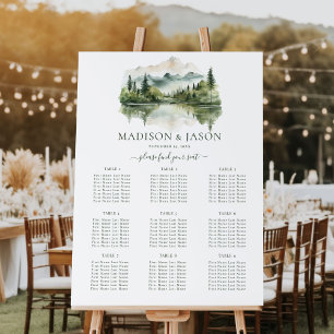 Elegant Rustic Mountain Wedding Seating Chart Foam Board