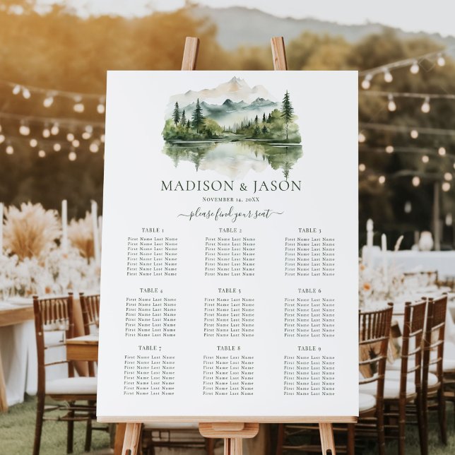 Elegant Rustic Mountain Wedding Seating Chart Foam Board (Creator Uploaded)