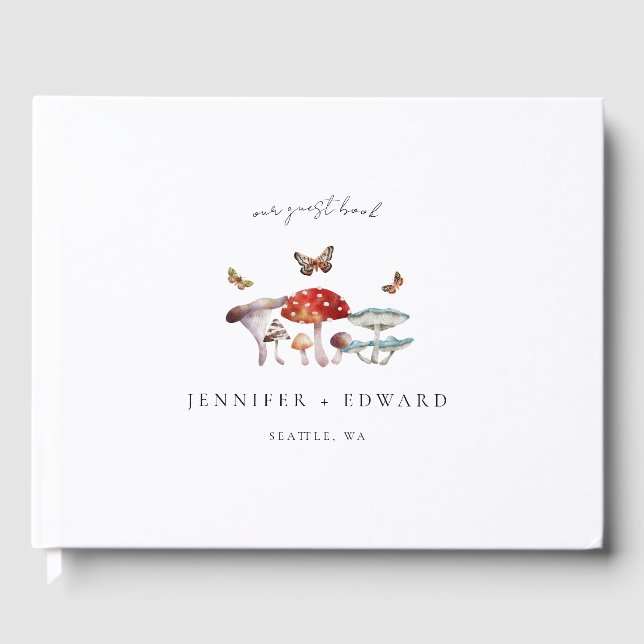 Elegant Rustic Mushroom Wedding Guest Book (Front)